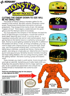 Monster in My Pocket (USA) box cover back